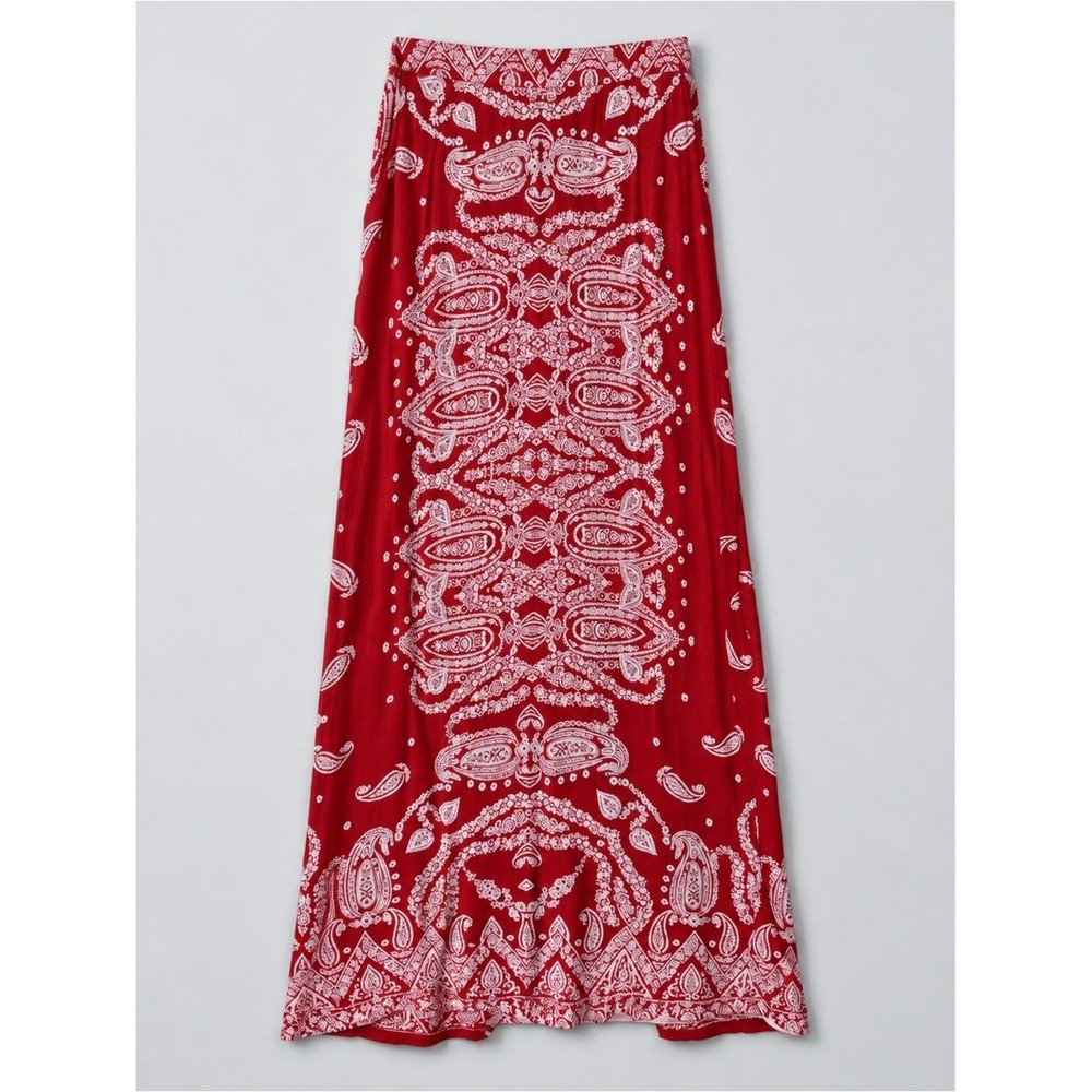 Womens Bandana Paisley Maxi Skirt Medium Bohemian Coastal Festival Coachella